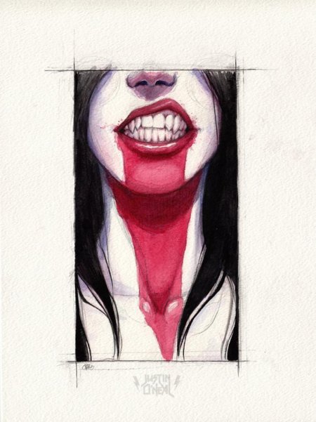 Жуткие рисунки акварелью