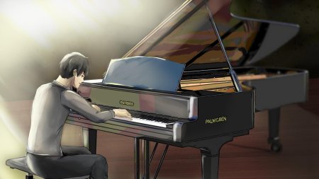 Играет на фортепиано