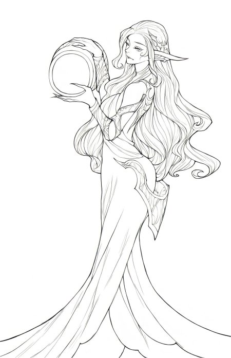 Эльфийка рисунок карандашом