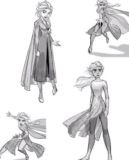 Скетчи персонажей дисней эльза