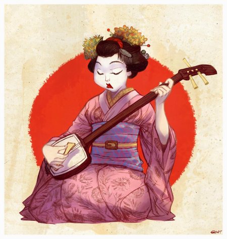 Гейша с сямисэном