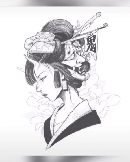 Тату гейша эскиз