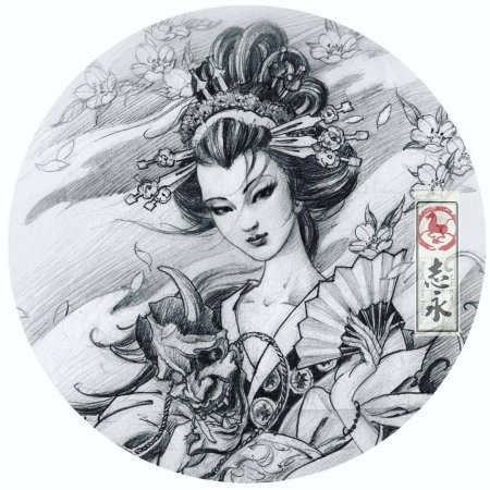 Тату гейша эскиз