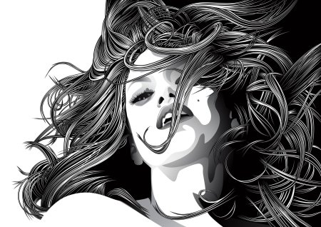 Девушка с развевающимися волосами