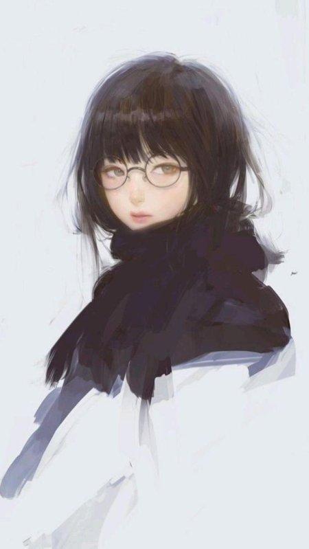 Аниме девушка с каре в очках