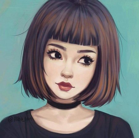 Рисунок девушки с каре