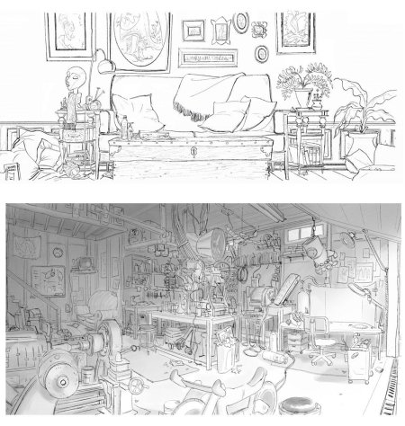 Интерьер комнаты рисунки