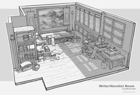 Комната учёного арт скетч концепт