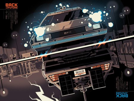 Back to the future delorean постер