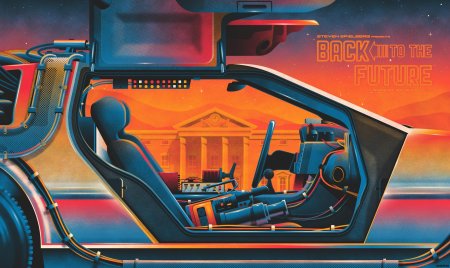 Back to the future delorean постер