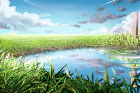 Летний пейзаж аниме