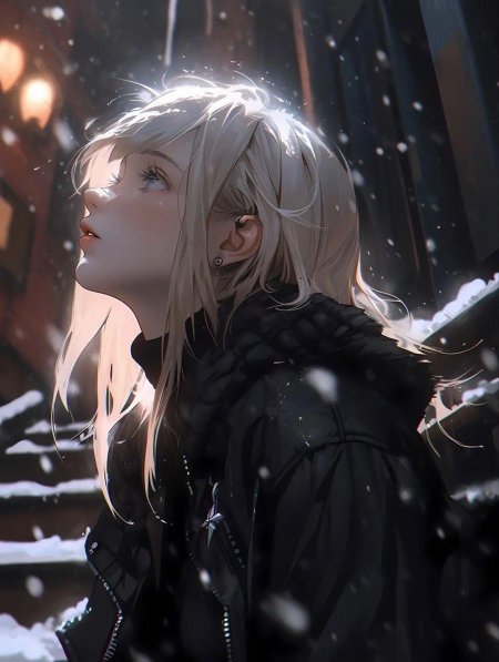 Аниме девушка зимой