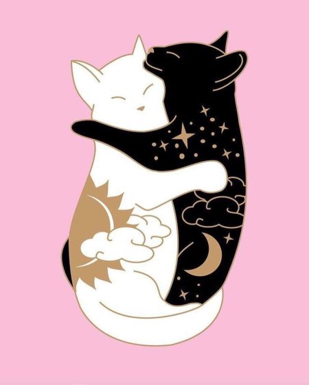 Брошь обнимающиеся кошки