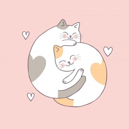 Котики обнимаются арт