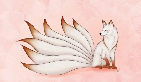 Кицунэ девятихвостый лис белый