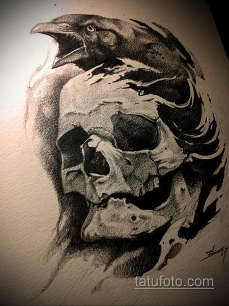 Эскиз тату ворон
