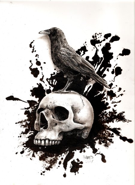 Ворон на черепе