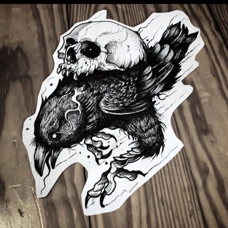 Эскиз тату ворон