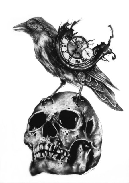 Эскиз тату ворон