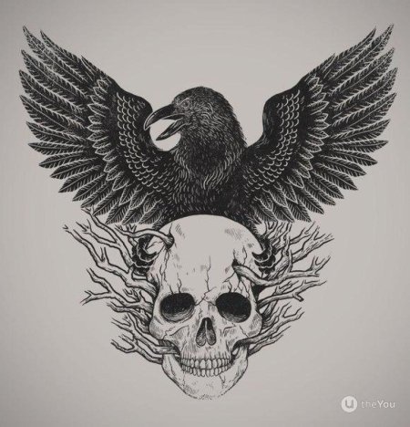 Тату эскиз ворон