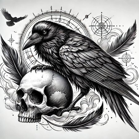 Тату ворона эскиз