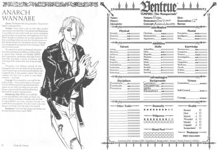 Лист персонажа вампиры маскарад