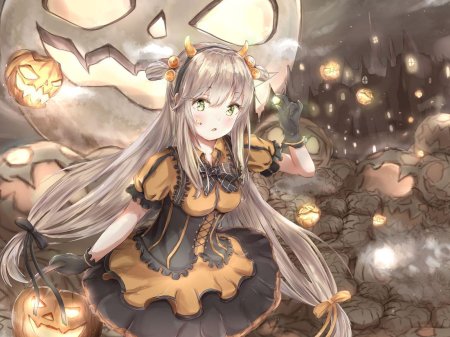 Хэллоуин аниме арт