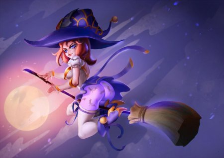 Арт хэллоуин ведьмочка на метле