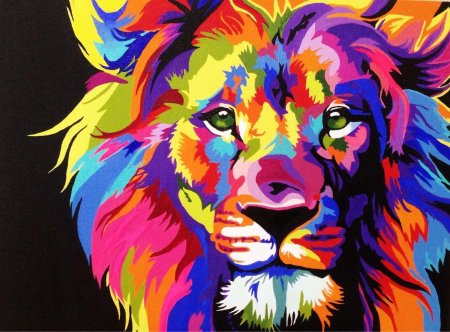 Картина по номерам радужный лев 40х50см