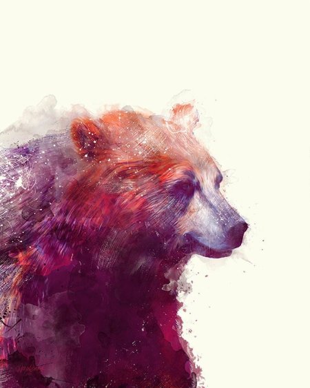 Медведь акварель