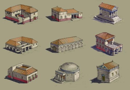 Средневековая деревня изометрия