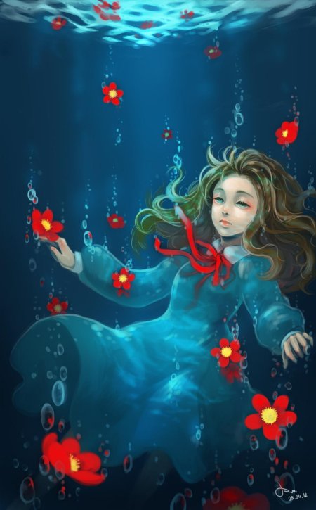 Девушка тонет арт