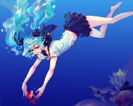 Аниме девушка под водой