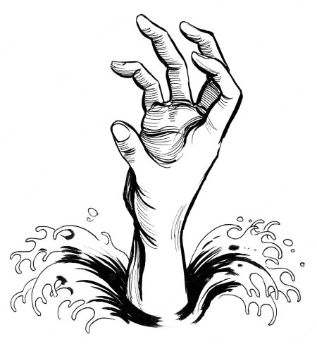 Тонущий человек рисунок