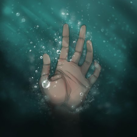Тонущий человек под водой