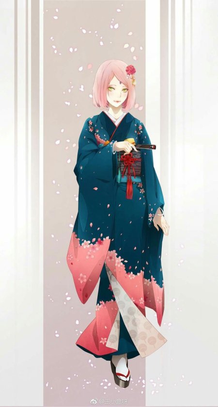 Сакура харуно в кимоно