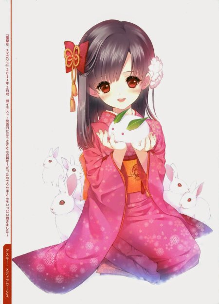 Аниме девушка в кимоно