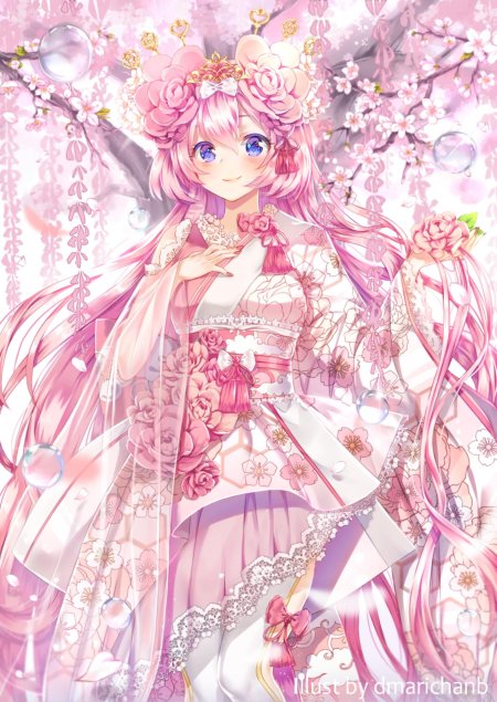 Розовая девочка аниме