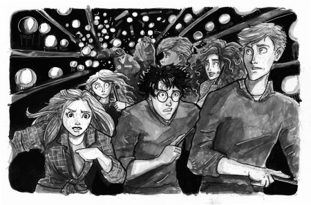 Раскраска гарри поттер рон и гермиона