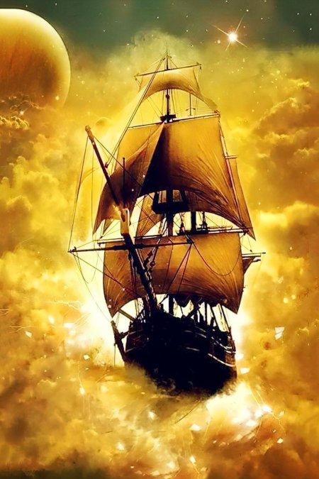 Пиратский корабль с парусами