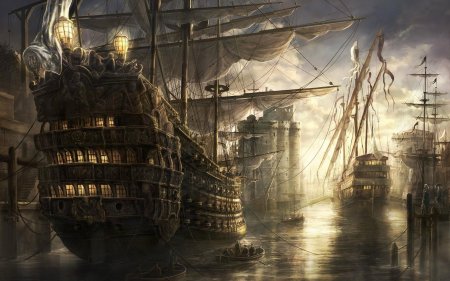 Галеон корабль фэнтези арт