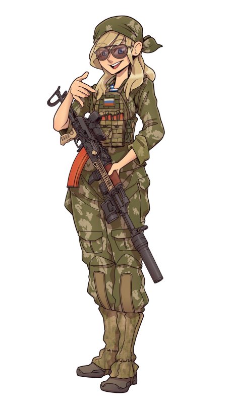 Девушка в военной форме арт