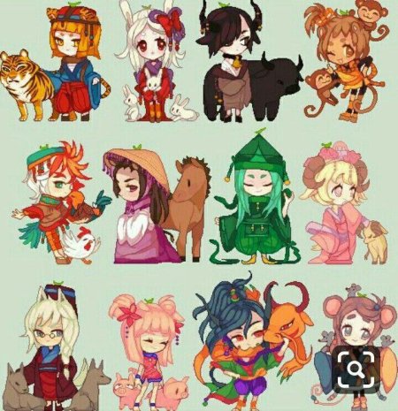 Чиби персонажи аниме знаки зодиака