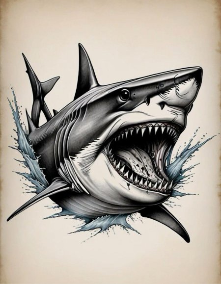 Тату акула эскиз
