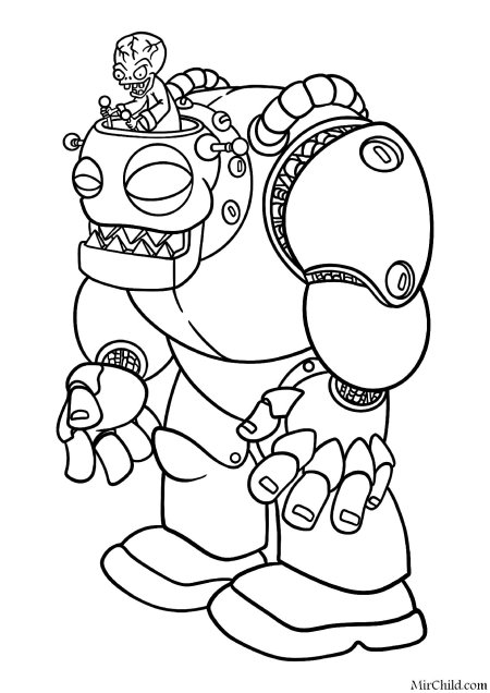 Распечатать раскраску зомби против растений