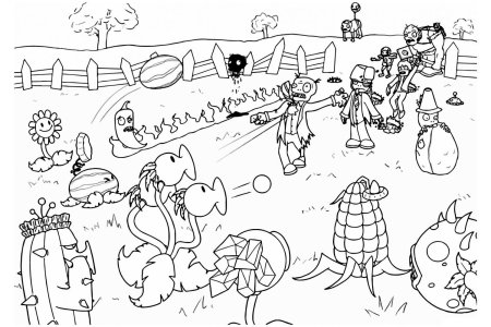 Зомби против растений раскраска