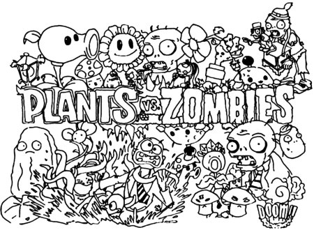Растения против зомби раскраска растения
