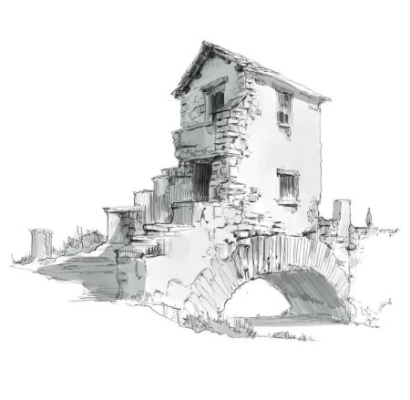 Графика тушью архитектура