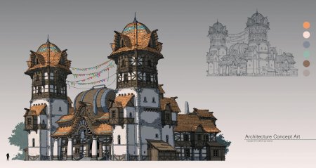 Домик концепт арт fantasy дом concept art