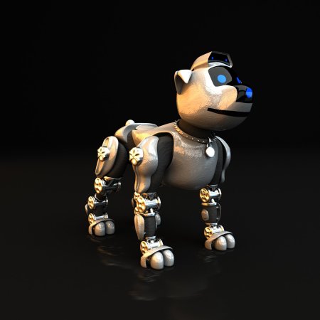 Собака робот на черном фоне
